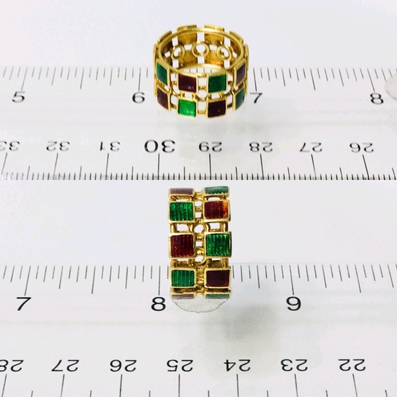 Gucci 18k Gold Two Row Enamel Ring - Picture 4 of 6
